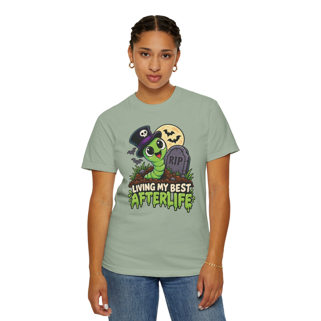 Living My Best Afterlife – Cute Halloween Graveyard Worm T-Shirt