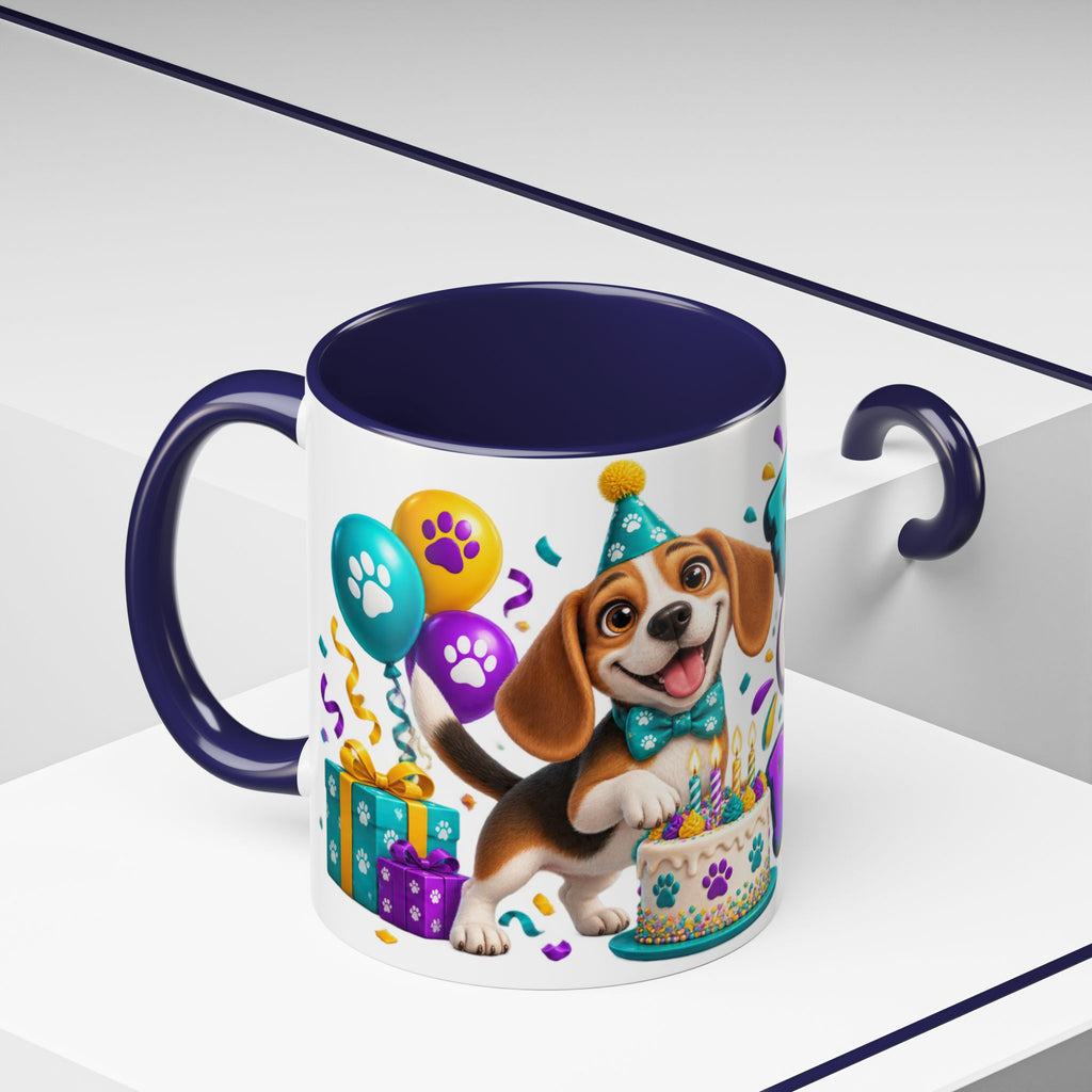 Beagle Birthday Mug – Fetch the Cake White Ceramic Coffee Cup