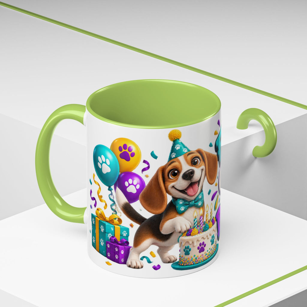 Beagle Birthday Mug – Fetch the Cake White Ceramic Coffee Cup