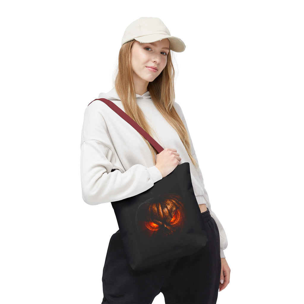 Spider Web Tote Bag — Creepy Red-Eyed Spider Halloween Grocery Tote