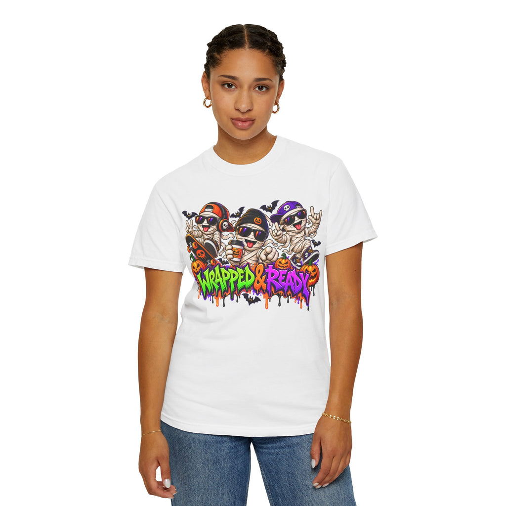 Wrapped & Ready – Halloween Mummy Crew Graphic T-Shirt