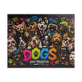 Dog Collage Puzzle — “Dogs Stay Pawsitive” Colorful 110/252-Piece Jigsaw