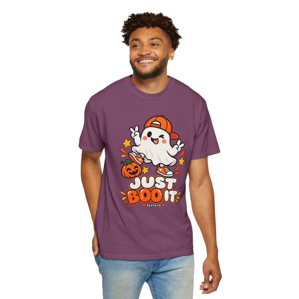 Just Boo It Halloween T-Shirt | Cute Skater Ghost Graphic Tee
