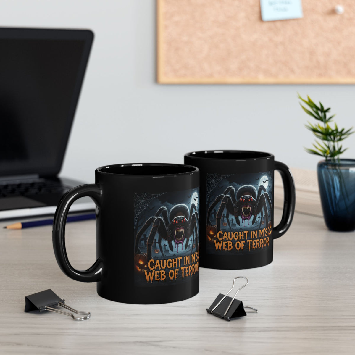 Halloween Spider Mug — "Caught in Mom's Web of Terror" Coffee Cup (11oz & 15oz)