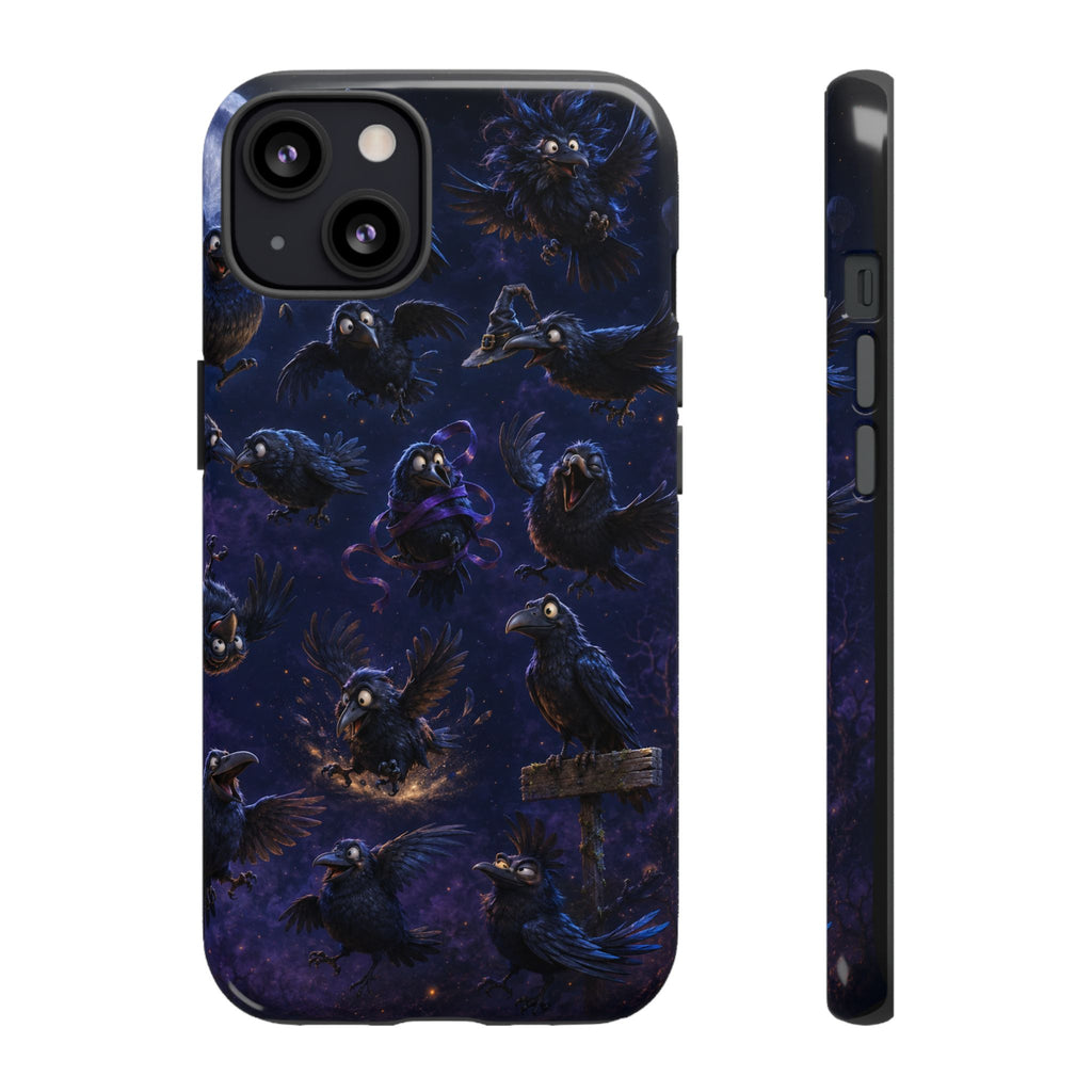 Raven Night Tough Phone Case — Dark Gothic Raven Pattern iPhone Case