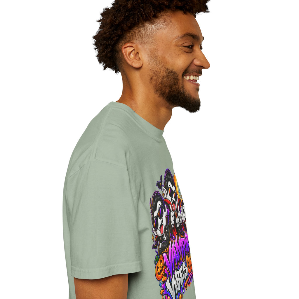 Neon Vampire Vibes Halloween Unisex Garment-Dyed T-Shirt Featuring a Cool Festora Vampire Crew