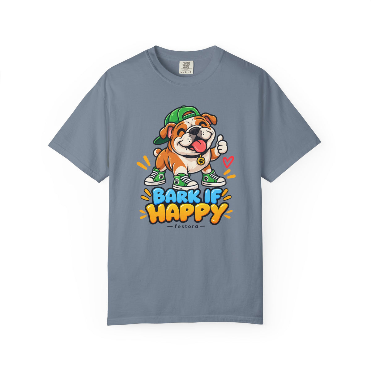 Bark If Happy – Cute Bulldog Graphic T-Shirt