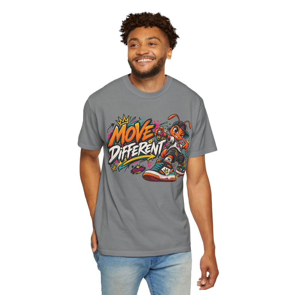 Move Different Graphic T-Shirt — Streetwear Skate Ant Mascot Design
