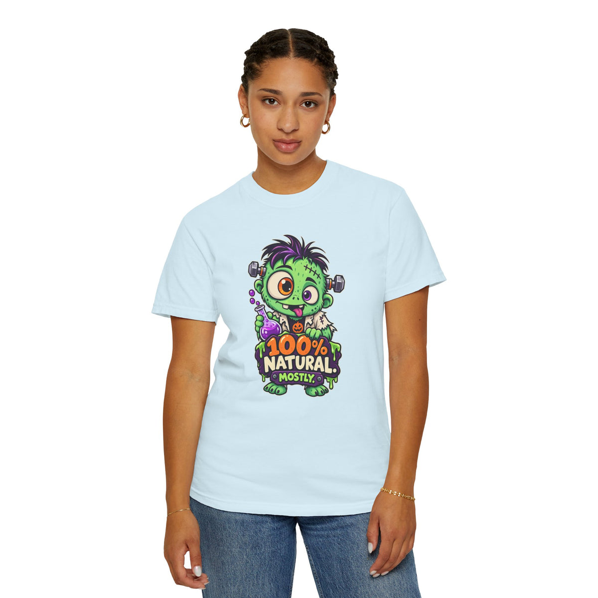 100% Natural. Mostly. – Cute Halloween Lab Monster T-Shirt
