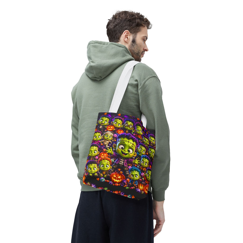 FestoraShop Funny Frankis Halloween Tote Bag - Cute 3D Monsters & Pumpkins