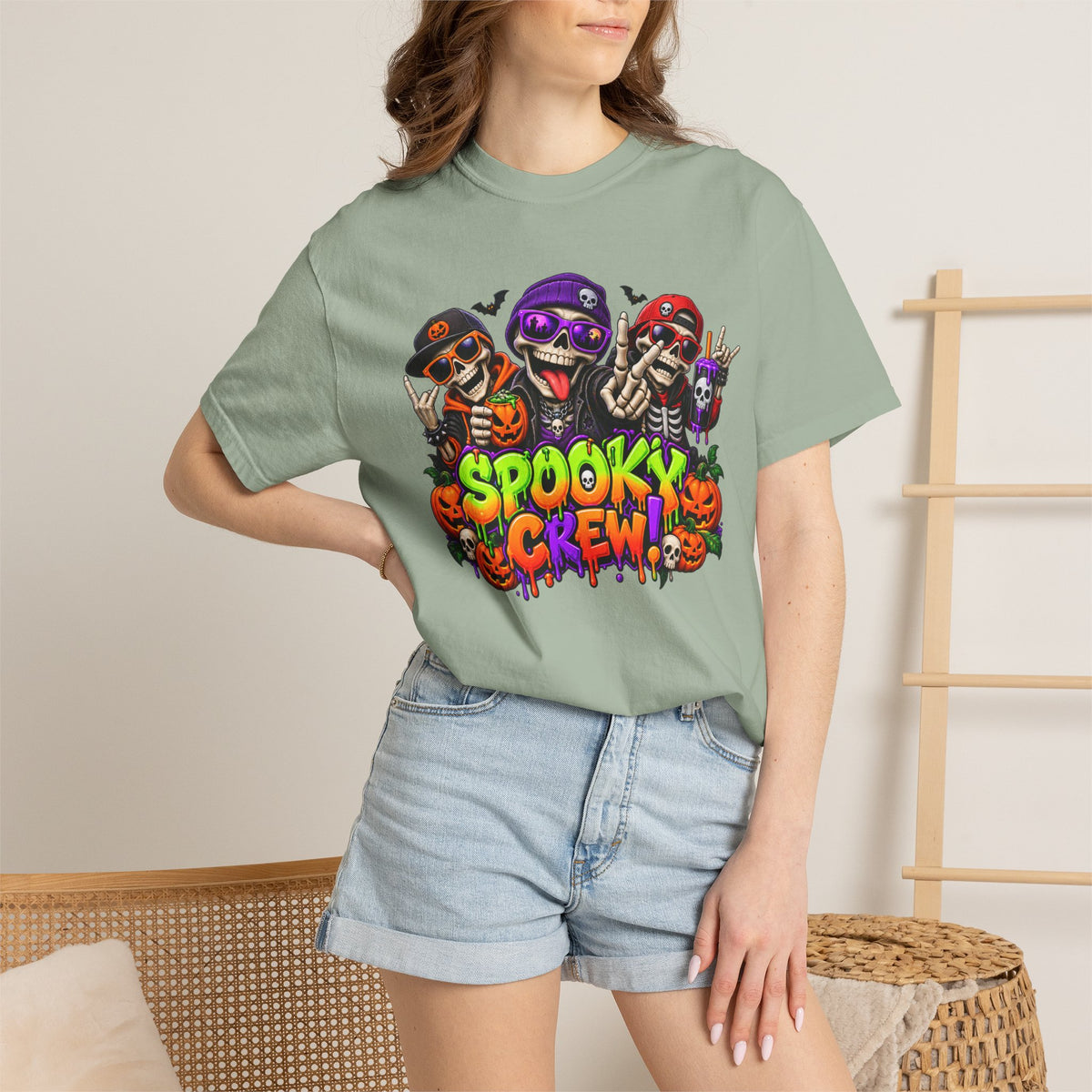 Spooky Crew Halloween T-Shirt – Funny Skeleton Graphic Tee