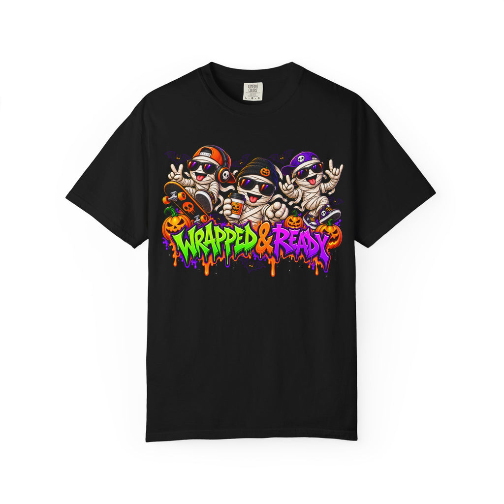 Wrapped & Ready – Halloween Mummy Crew Graphic T-Shirt