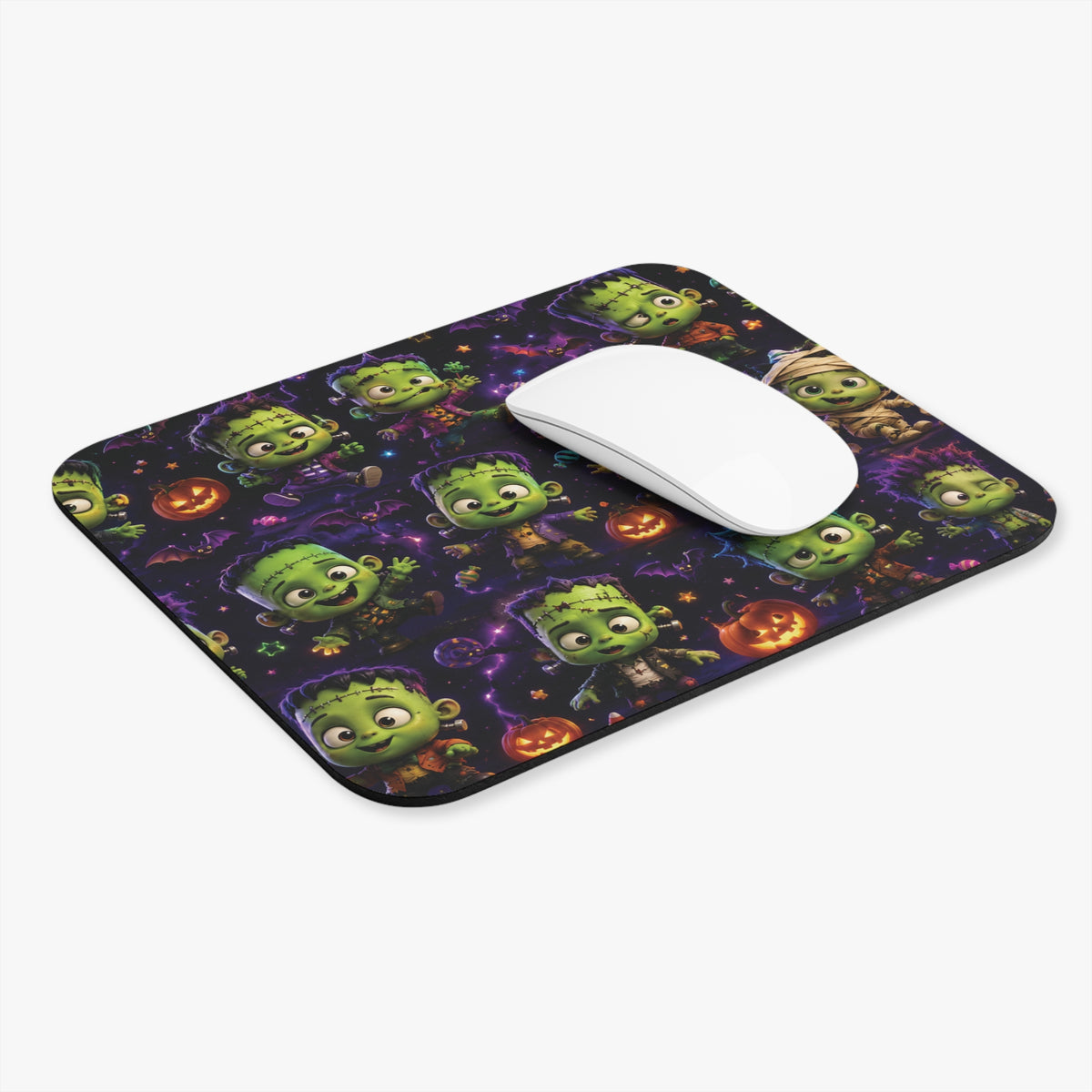 Cute Halloween Monsters Mouse Pad — Colorful Spooky Pattern (9" x 8")