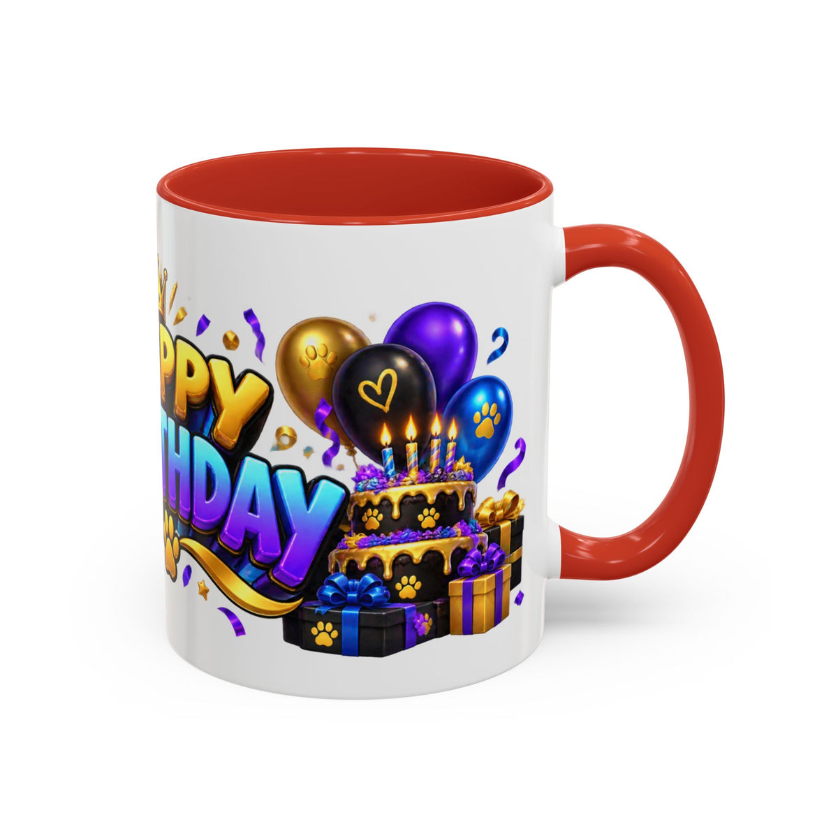 Black Panther Happy Birthday Mug – Purple Blue & Gold Birthday Gift – FestoraShop White Coffee Mug