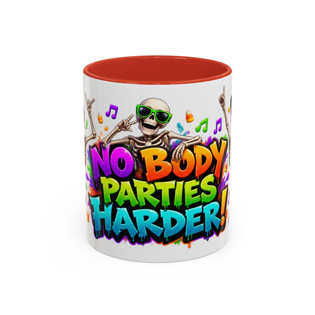 No Body Parties Harder Halloween Skeleton Party White Mug