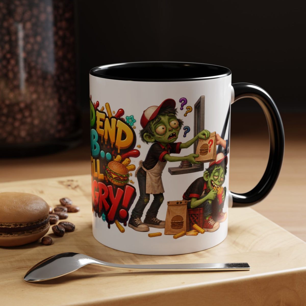 Dead End Job Still Hungry Funny Zombie Halloween White Mug