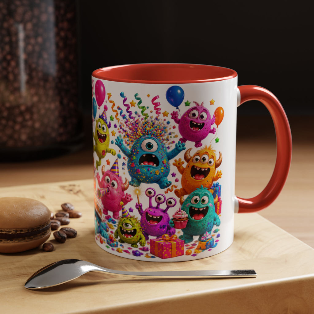 Birthday Mode On Monsters Coffee Mug — Colorful Party Coffee Cup (11/15oz)