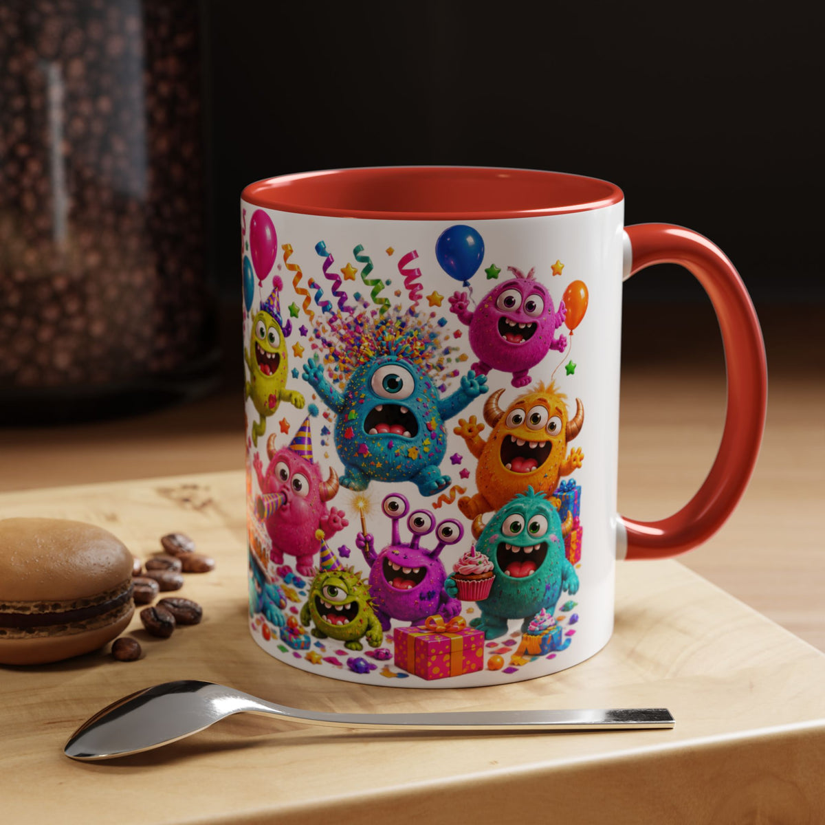 Birthday Mode On Monsters Coffee Mug — Colorful Party Coffee Cup (11/15oz)