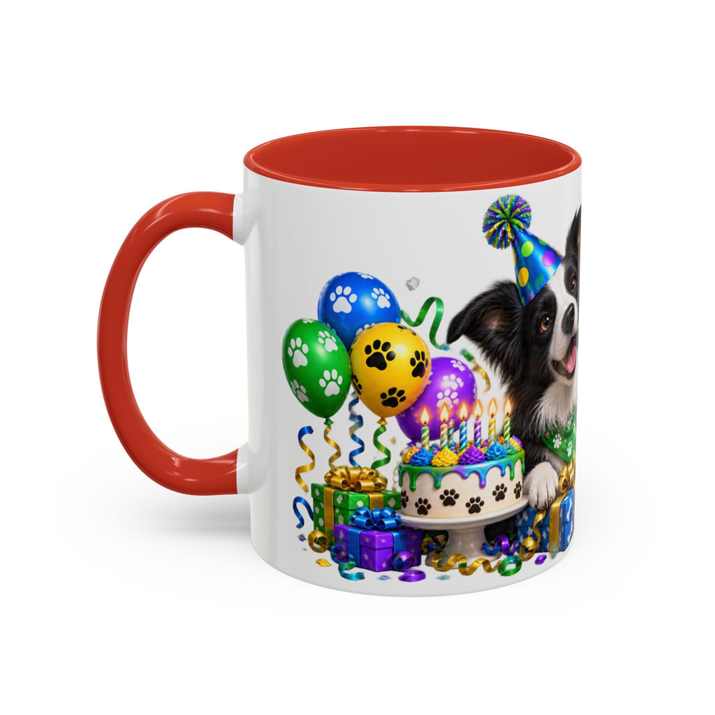 Herd the Crew Border Collie Birthday White Mug