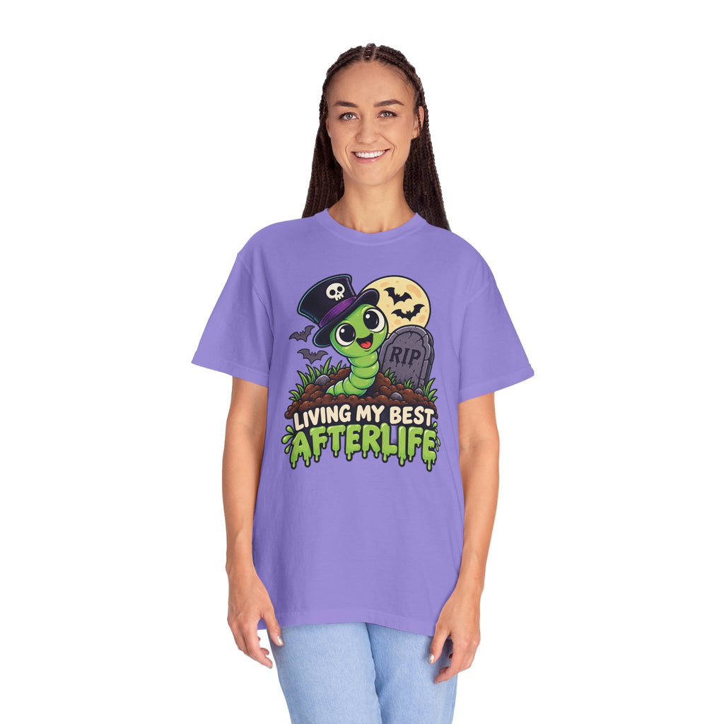 Living My Best Afterlife – Cute Halloween Graveyard Worm T-Shirt