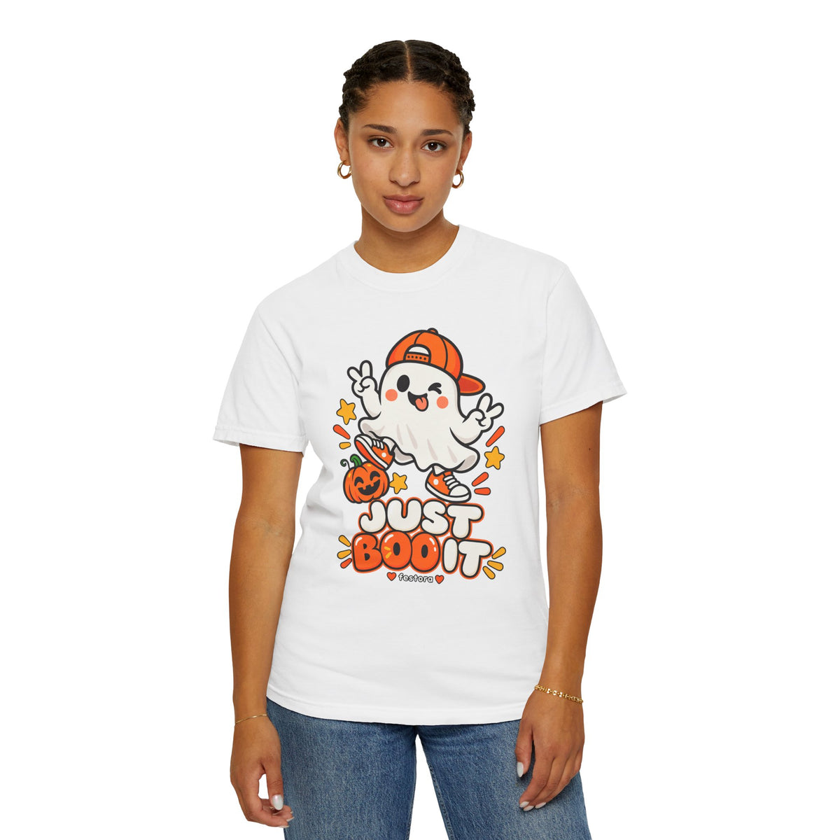Just Boo It Halloween T-Shirt | Cute Skater Ghost Graphic Tee
