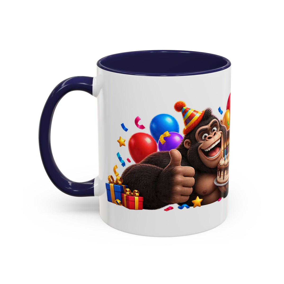 Gorilla Happy Birthday Mug - Colorful 3D Celebration Design