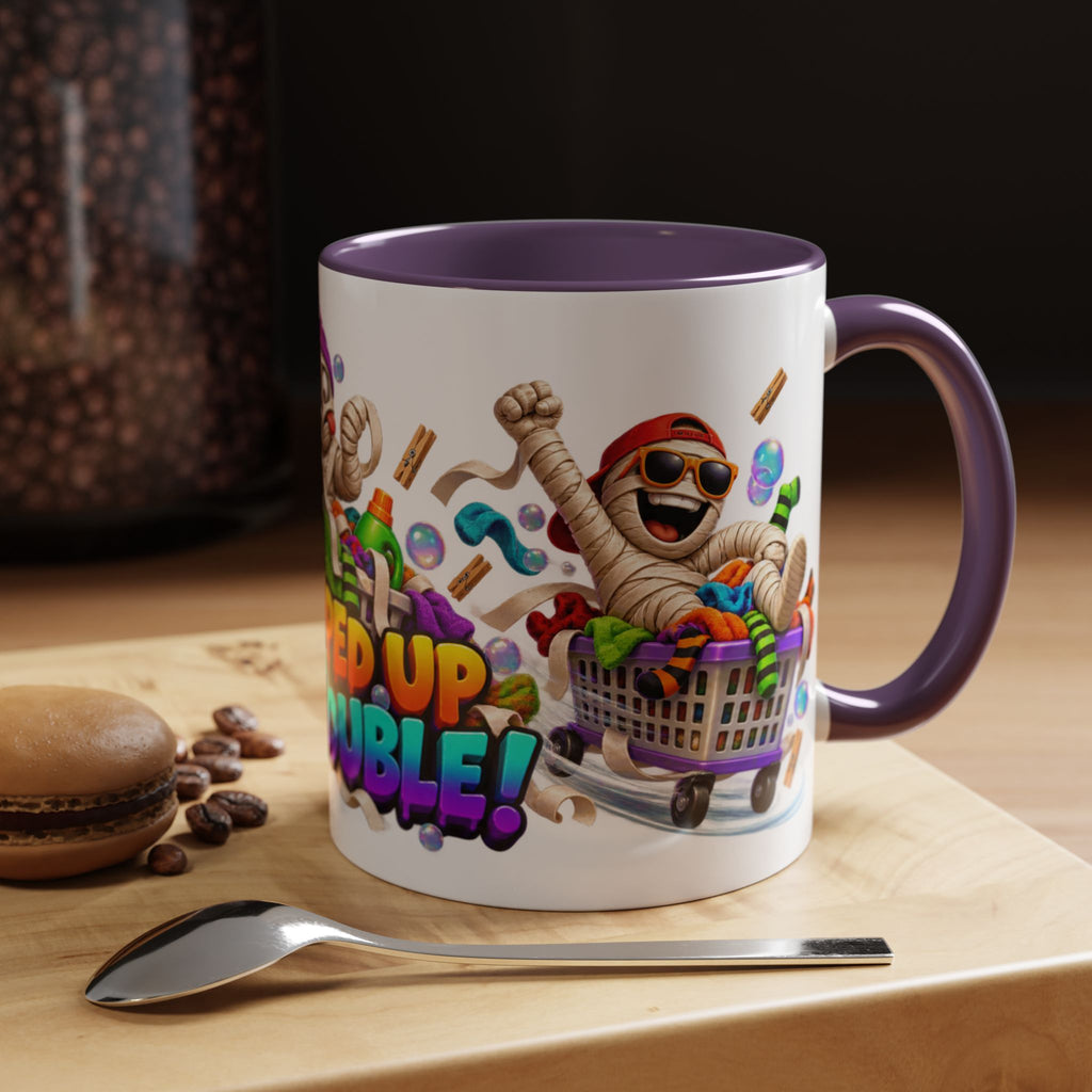 Wrapped Up in Trouble Mummy Halloween White Mug
