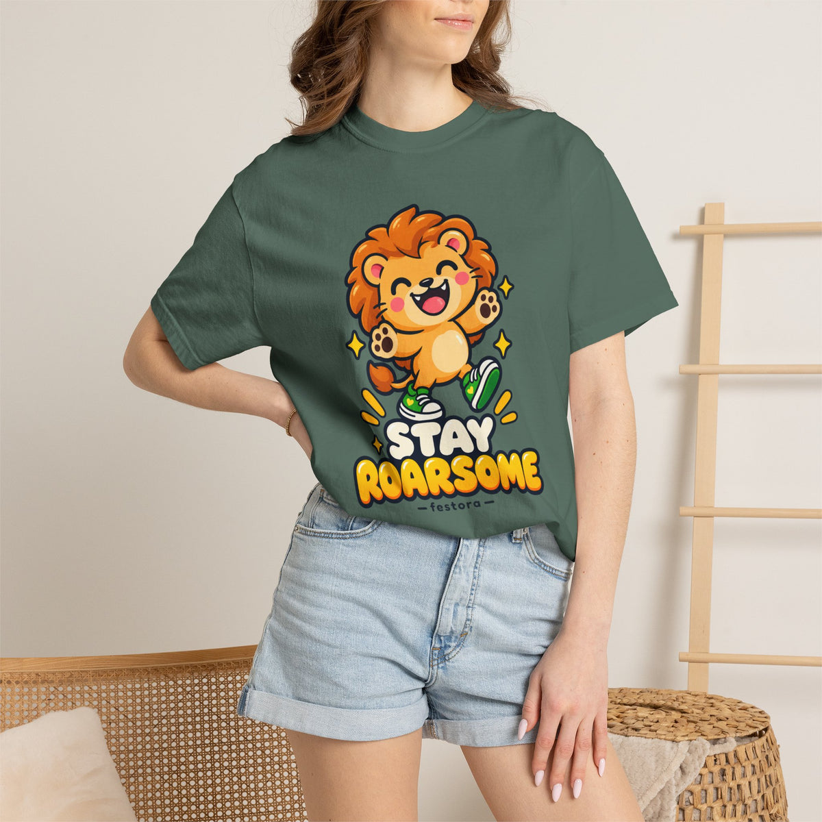 Stay Roarsome – Cute Happy Lion Graphic T-Shirt