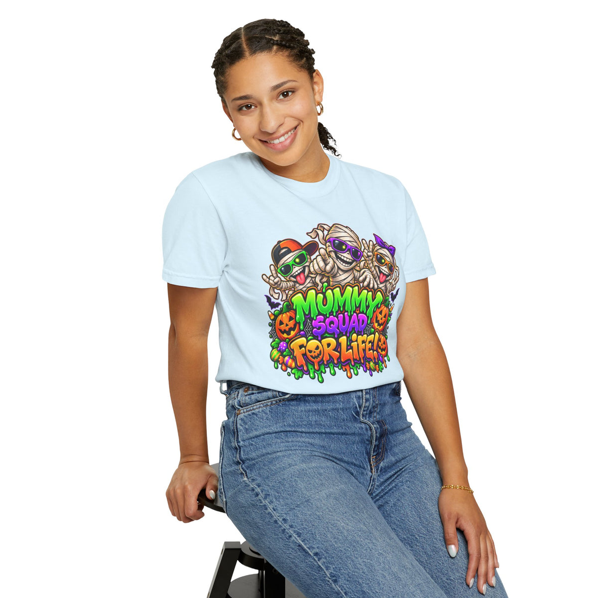 Mummy Squad For Life Halloween T-Shirt – Funny Colorful Mummy Graphic Tee