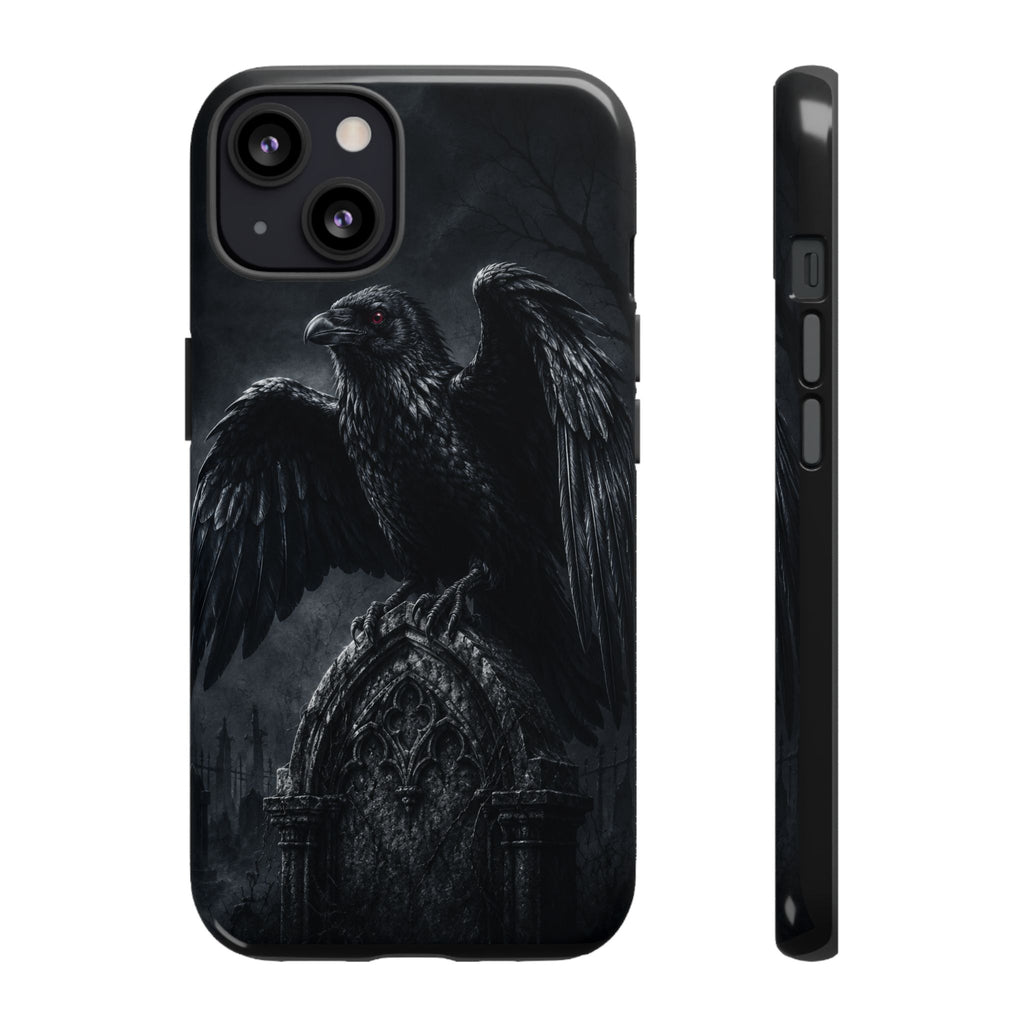 Graveyard Raven Phone Case - Gothic Red-Eyed Raven Tough iPhone Cover
