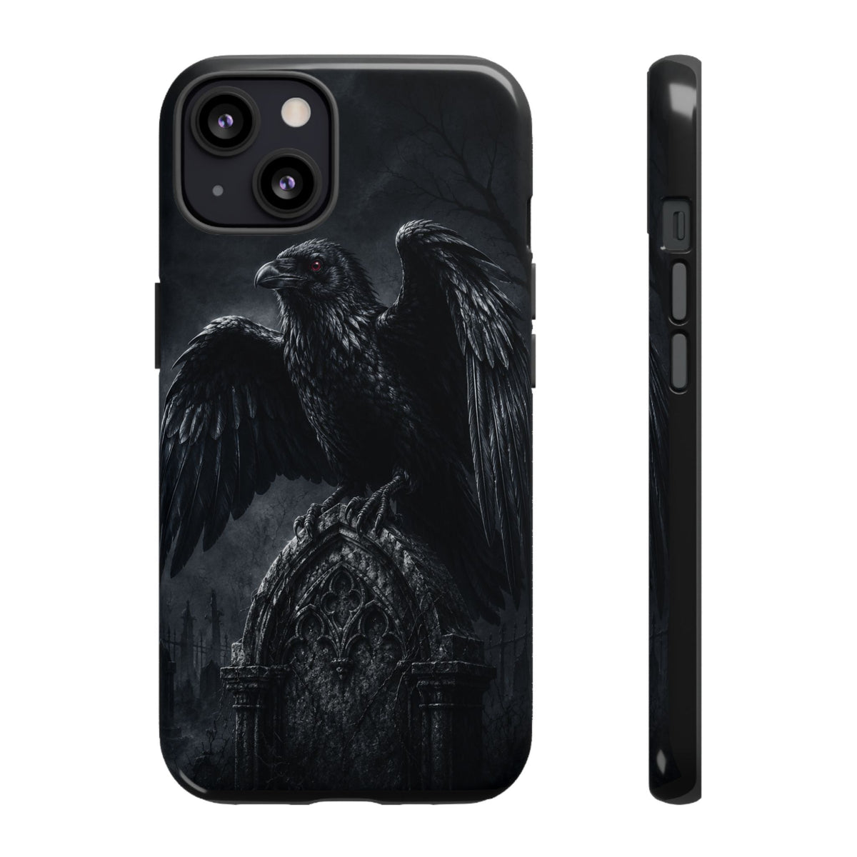 Graveyard Raven Phone Case - Gothic Red-Eyed Raven Tough iPhone Cover