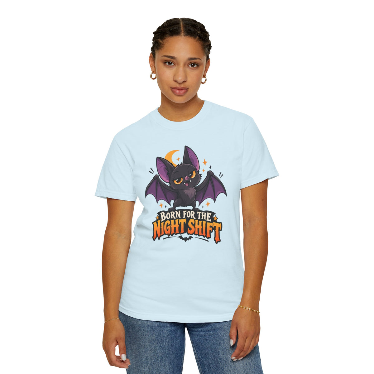 Born for the Night Shift – Cute Halloween Bat T-Shirt