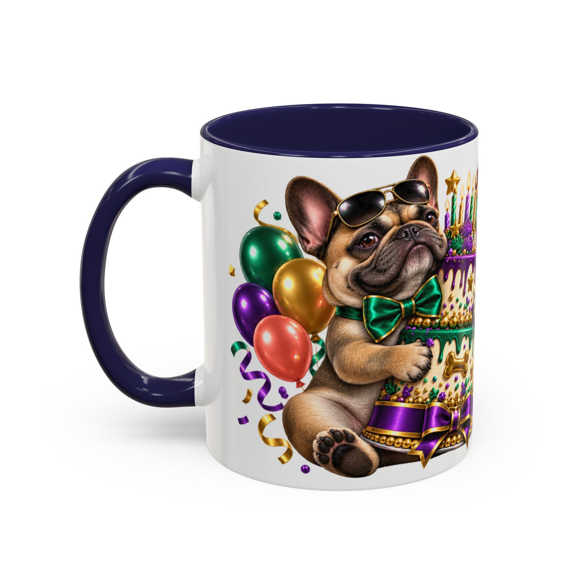 Built for Cake Born to Party French Bulldog White Mug