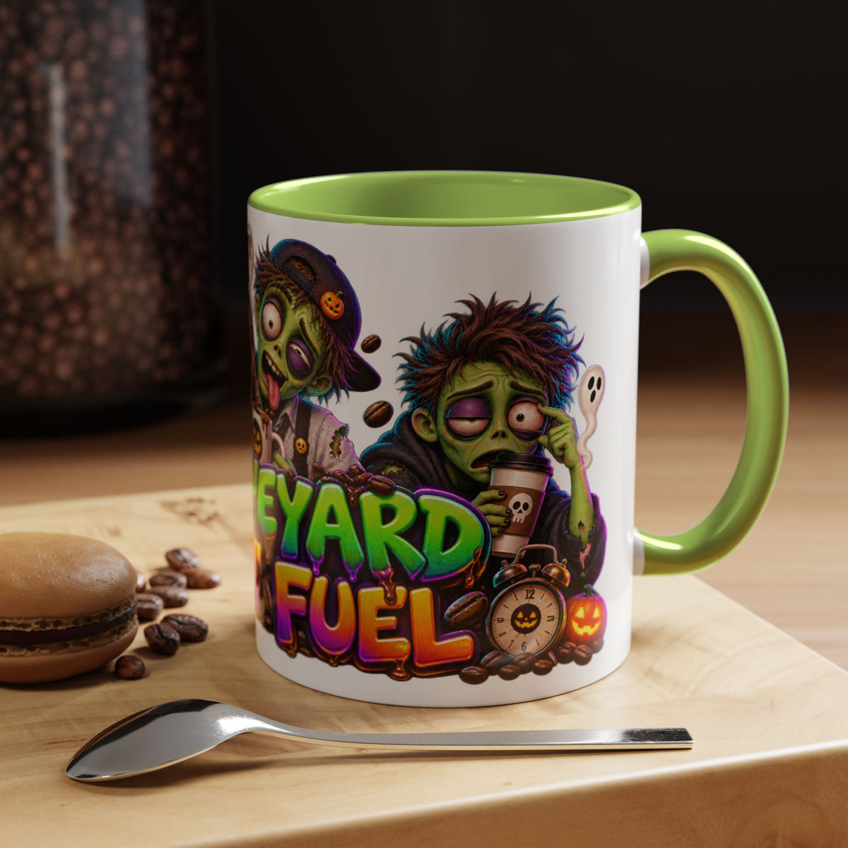 Graveyard Shift Fuel Coffee Zombies Halloween White Mug