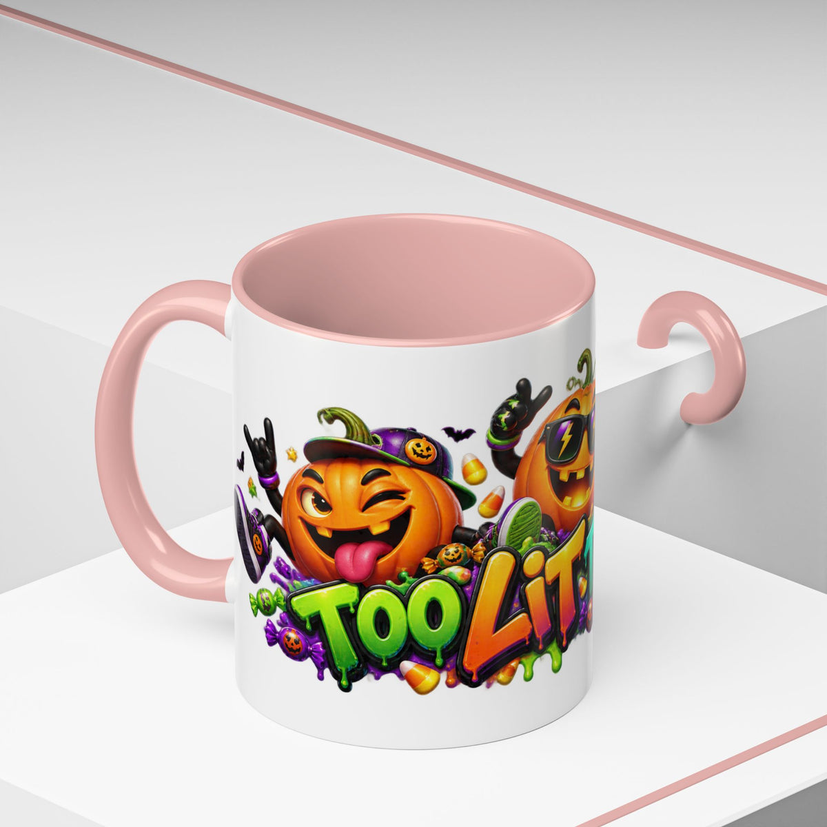 Too Lit to Quit Halloween Pumpkin Party White Mug