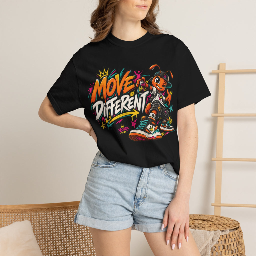 Move Different Graphic T-Shirt — Streetwear Skate Ant Mascot Design