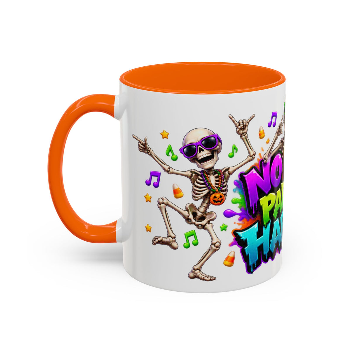 No Body Parties Harder Halloween Skeleton Party White Mug