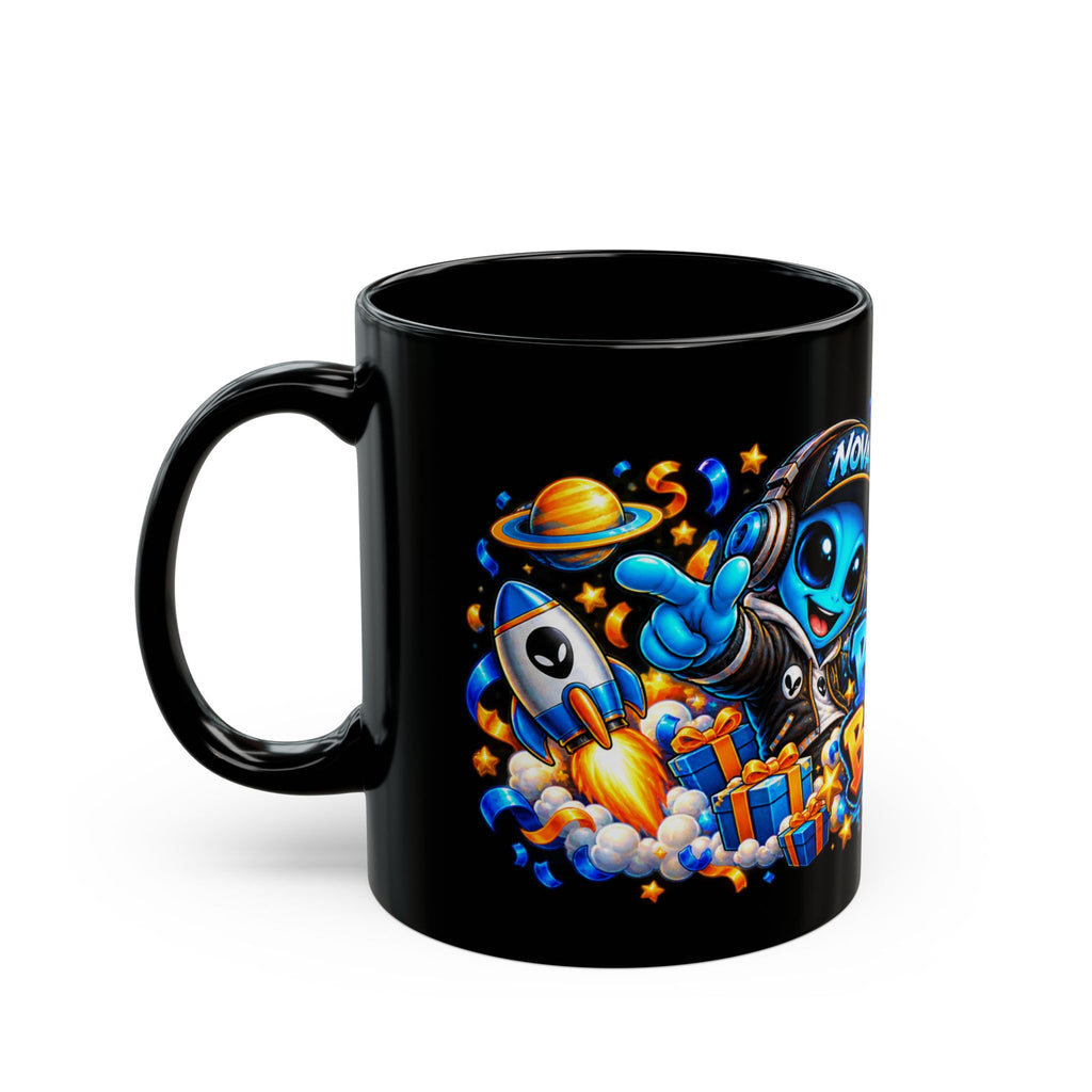 Birthday Blast Off Black Mug – Festora Nova Alien Birthday Cup