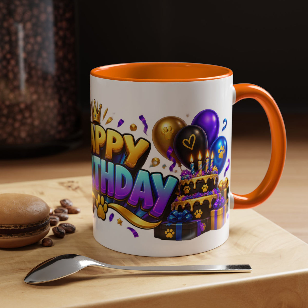 Black Panther Happy Birthday Mug – Purple Blue & Gold Birthday Gift – FestoraShop White Coffee Mug