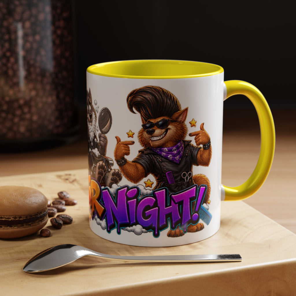 Bad Hair Night Funny Werewolf Barber Halloween White Mug
