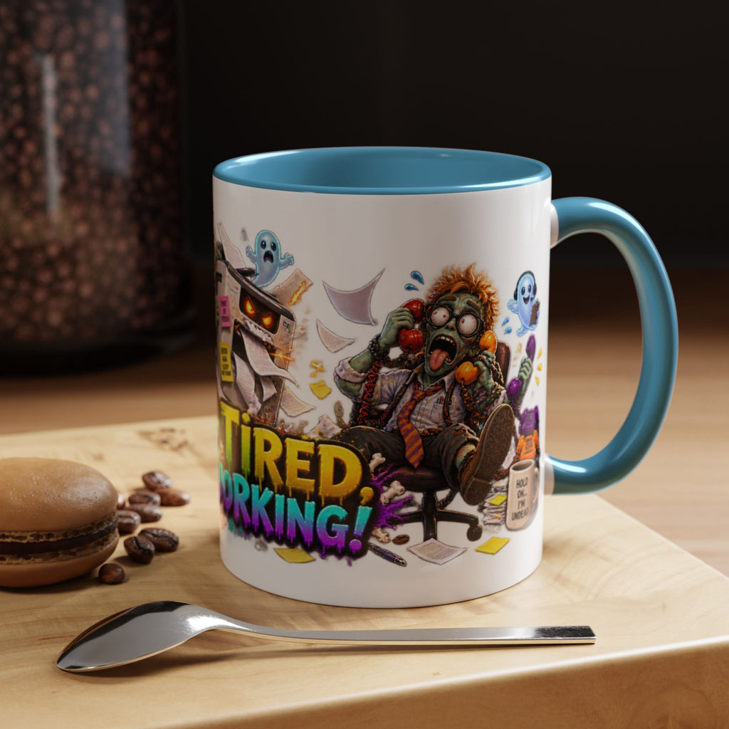 Dead Tired Still Working Zombie Office Halloween White Mug