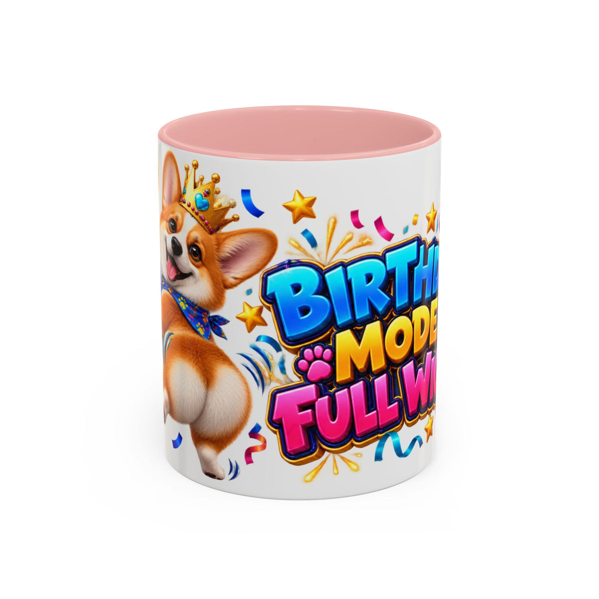 Birthday Mode Full Wiggle Corgi White Mug