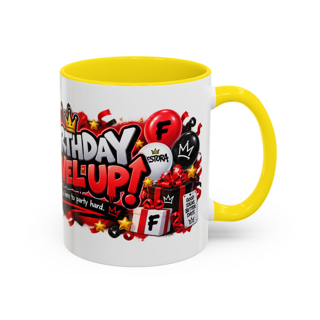 Festora Grafx Birthday Mug – Birthday Level Up Robot Coffee Cup