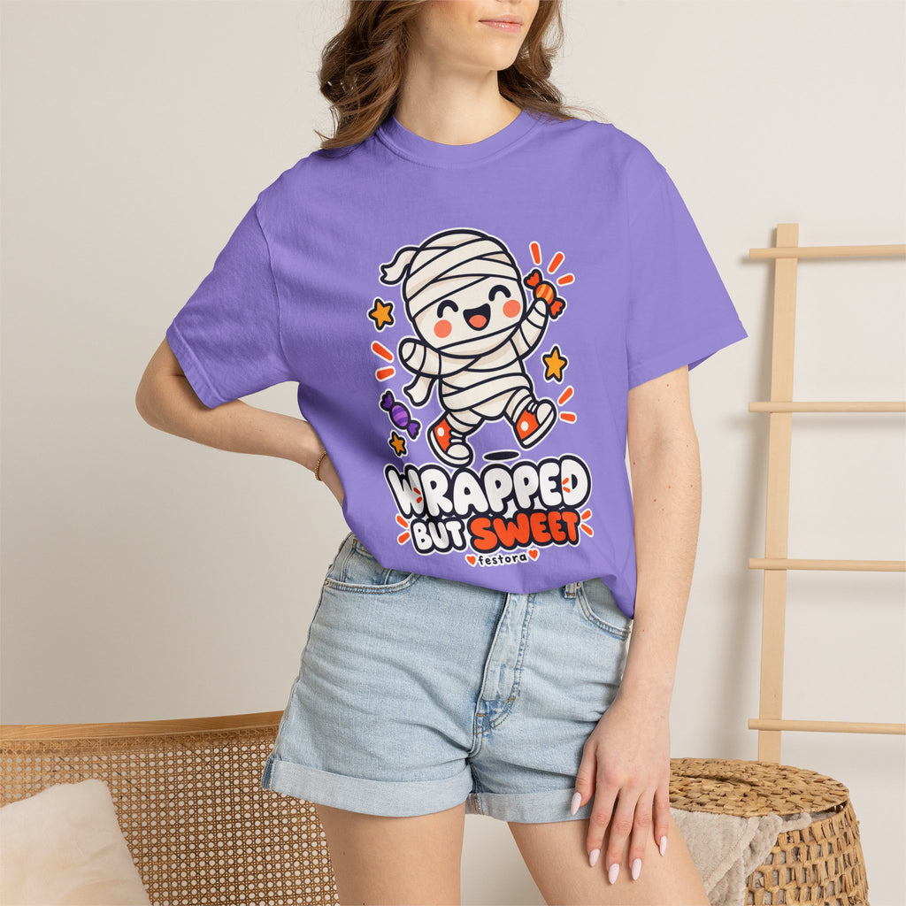 Wrapped but Sweet Halloween T-Shirt | Cute Mummy Graphic Tee