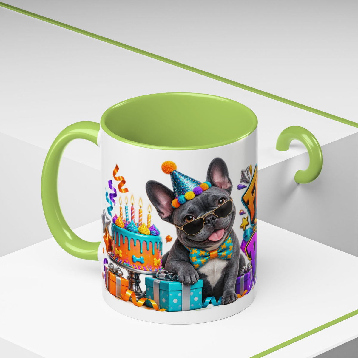 Frenchie Mode Party On French Bulldog Birthday White Mug