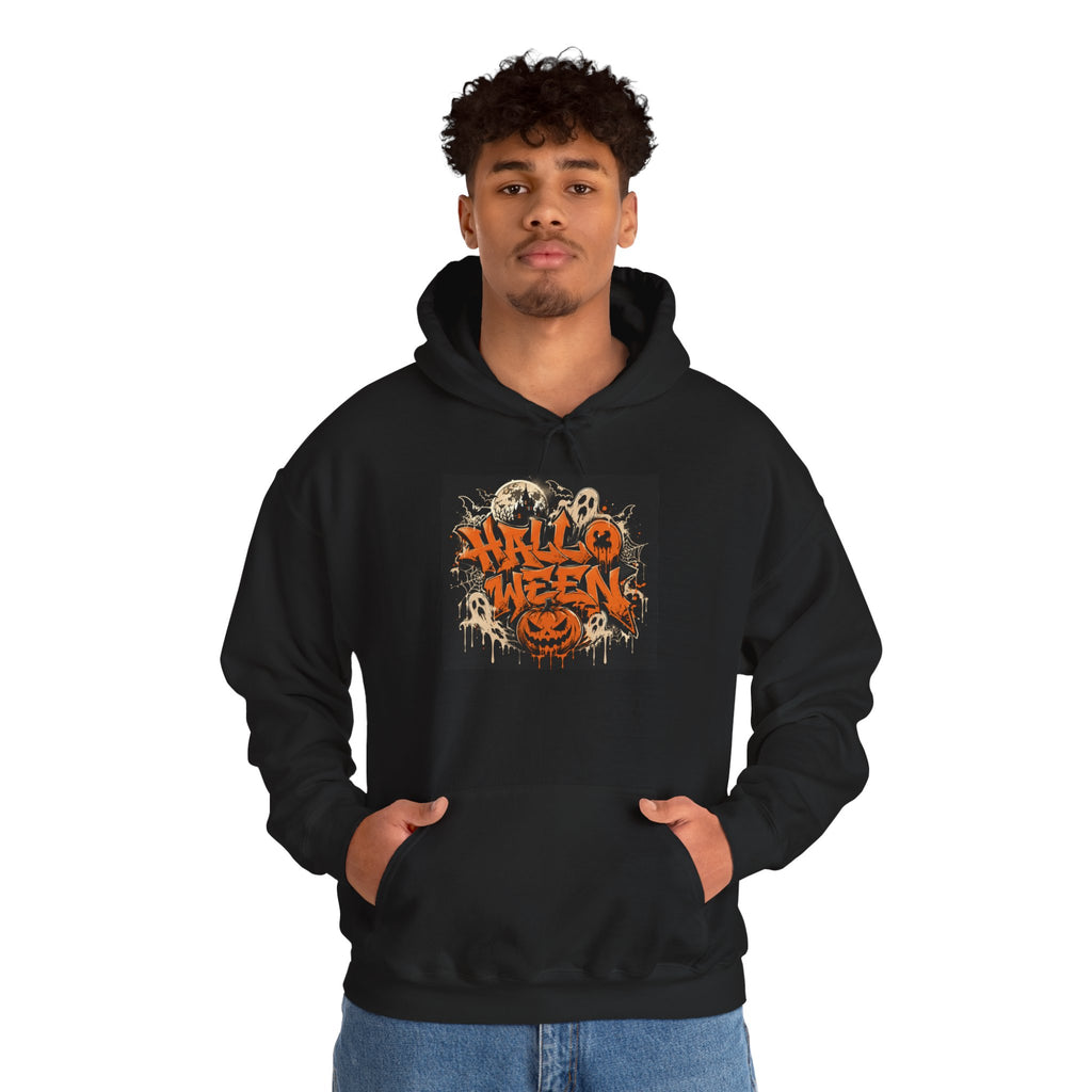 Halloween Graffiti Hoodie - Spooky Ghosts & Pumkin Graphic Sweatshirt