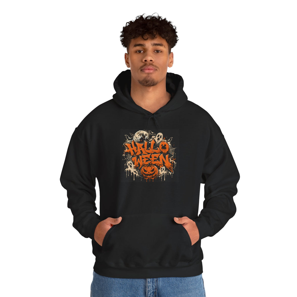 Halloween Graffiti Hoodie - Spooky Ghosts & Pumkin Graphic Sweatshirt