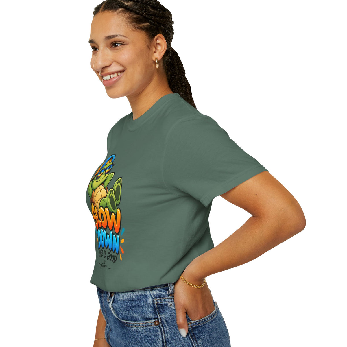 Slow Down, Life Is Good – Turtle Graphic T-Shirt | Festora Everyday