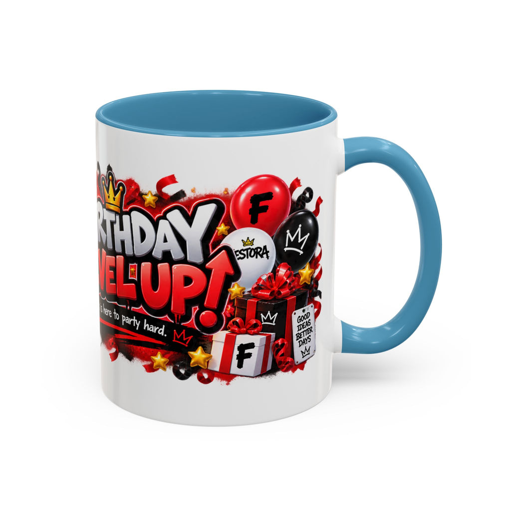 Festora Grafx Birthday Mug – Birthday Level Up Robot Coffee Cup