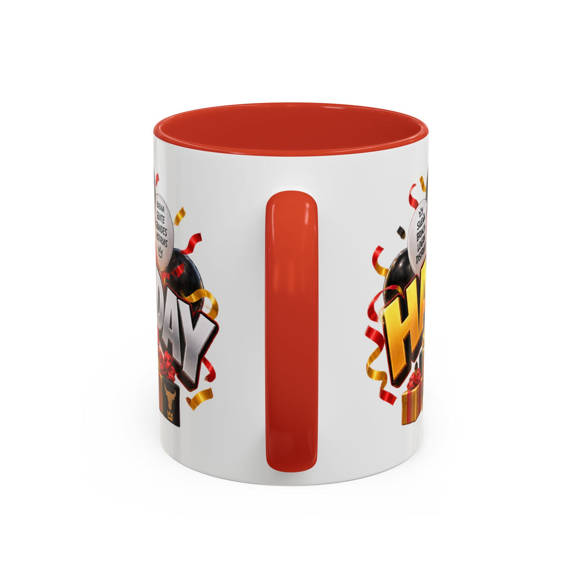 Happy Birthday Bull Mug – Colorful 3D Birthday Gift – White Coffee Mug